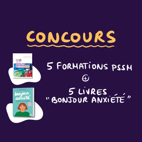 Visuel du concours PSSM France pour remporter des formations et des livres sur l’anxiété