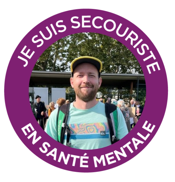 Badge secouriste Florestan Le Nadan, référent en santé mentale à la Maison Sport Santé de Strasbourg